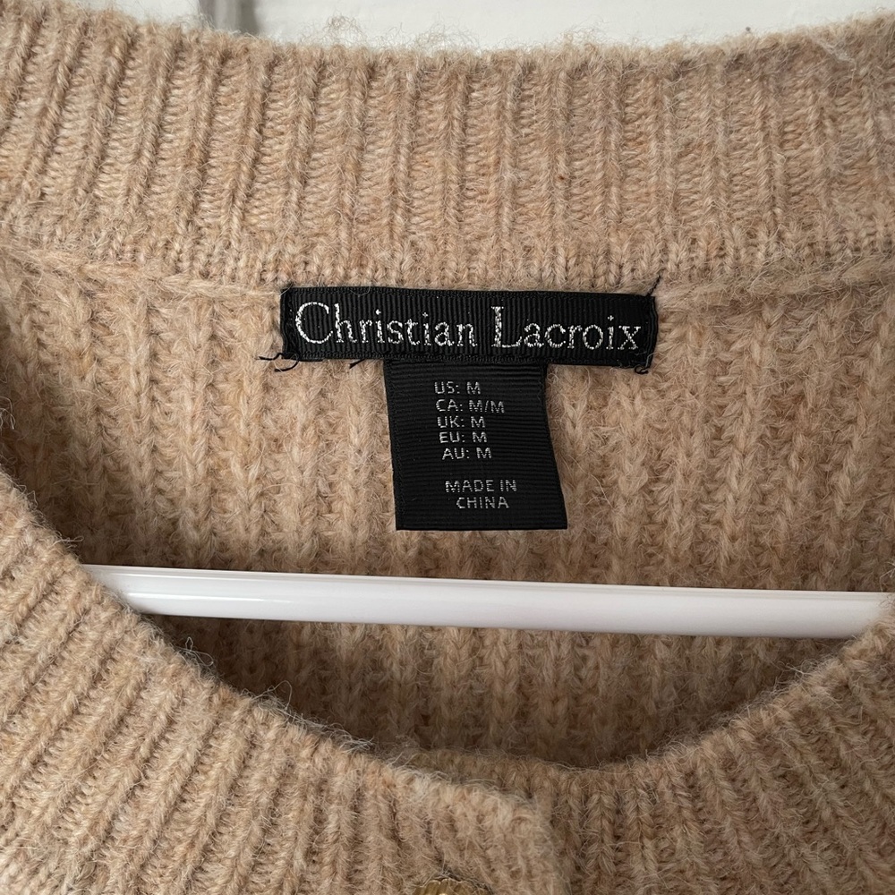 Christian Lacroix Beige wool blend Ribbed Cardigan - Picture 3 of 8
